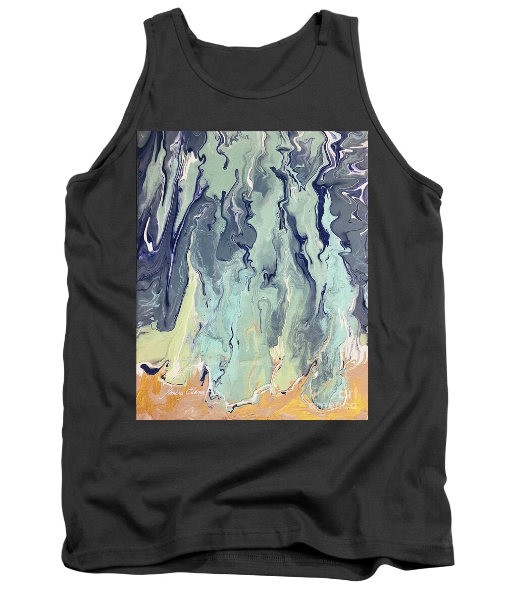 Ocean Tank Top featuring the painting Breathe by Monica Elena