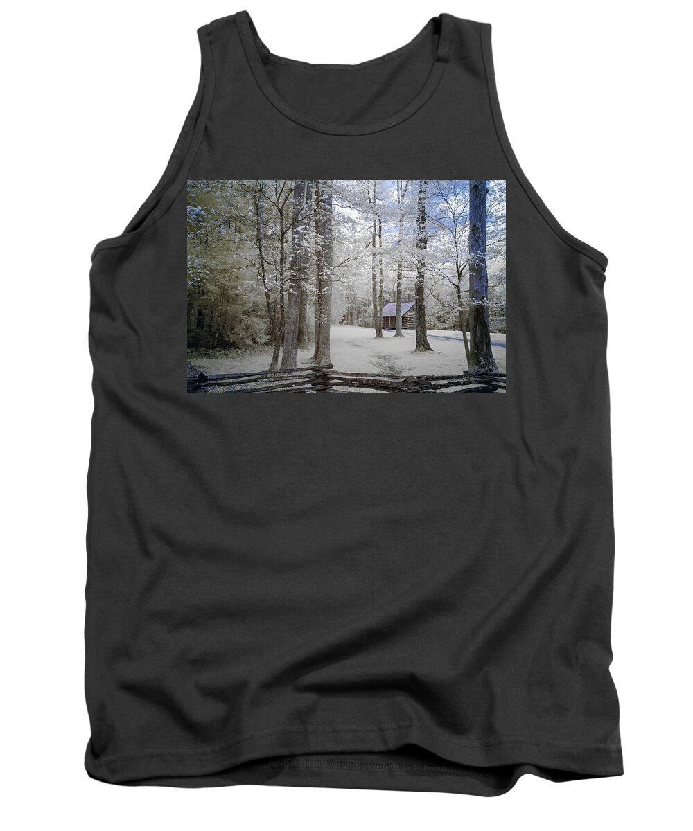 Smoky Mountain National Park Tank Top featuring the photograph Cabin in the Smoky's II by Jon Glaser