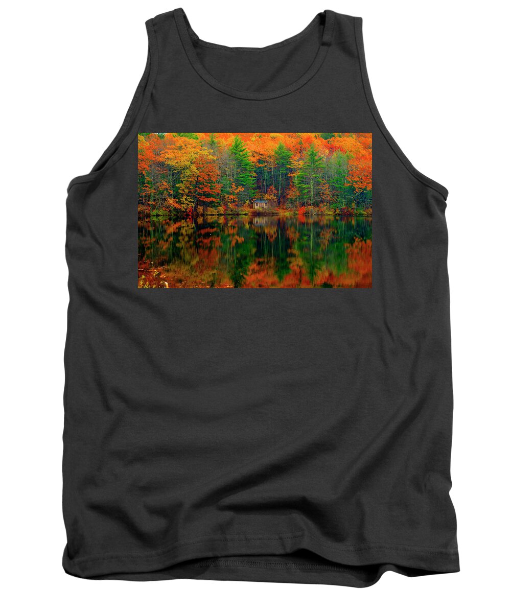 Fall Tank Top featuring the photograph Cabin in the Woods by Jeff Cooper