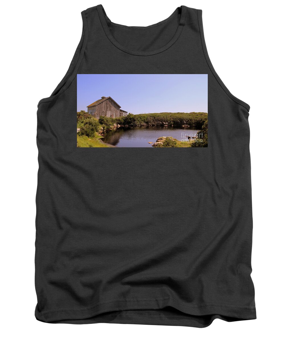 Tank Top featuring the photograph Cabin on salt pond by Lennie Malvone