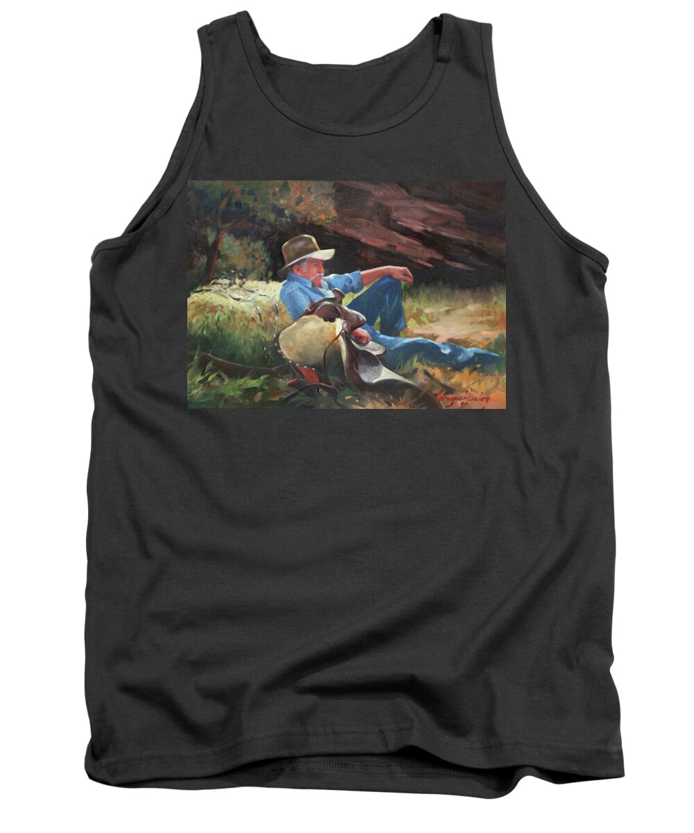 Western Art Tank Top featuring the painting Canyon Rest by Carolyne Hawley