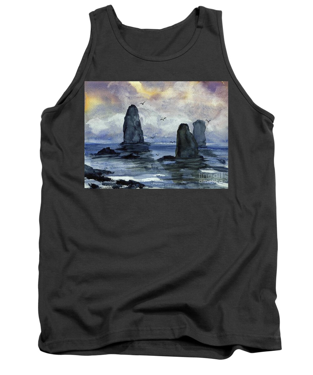 Cape Tank Top featuring the painting Cape Horn Overcast by Randy Sprout