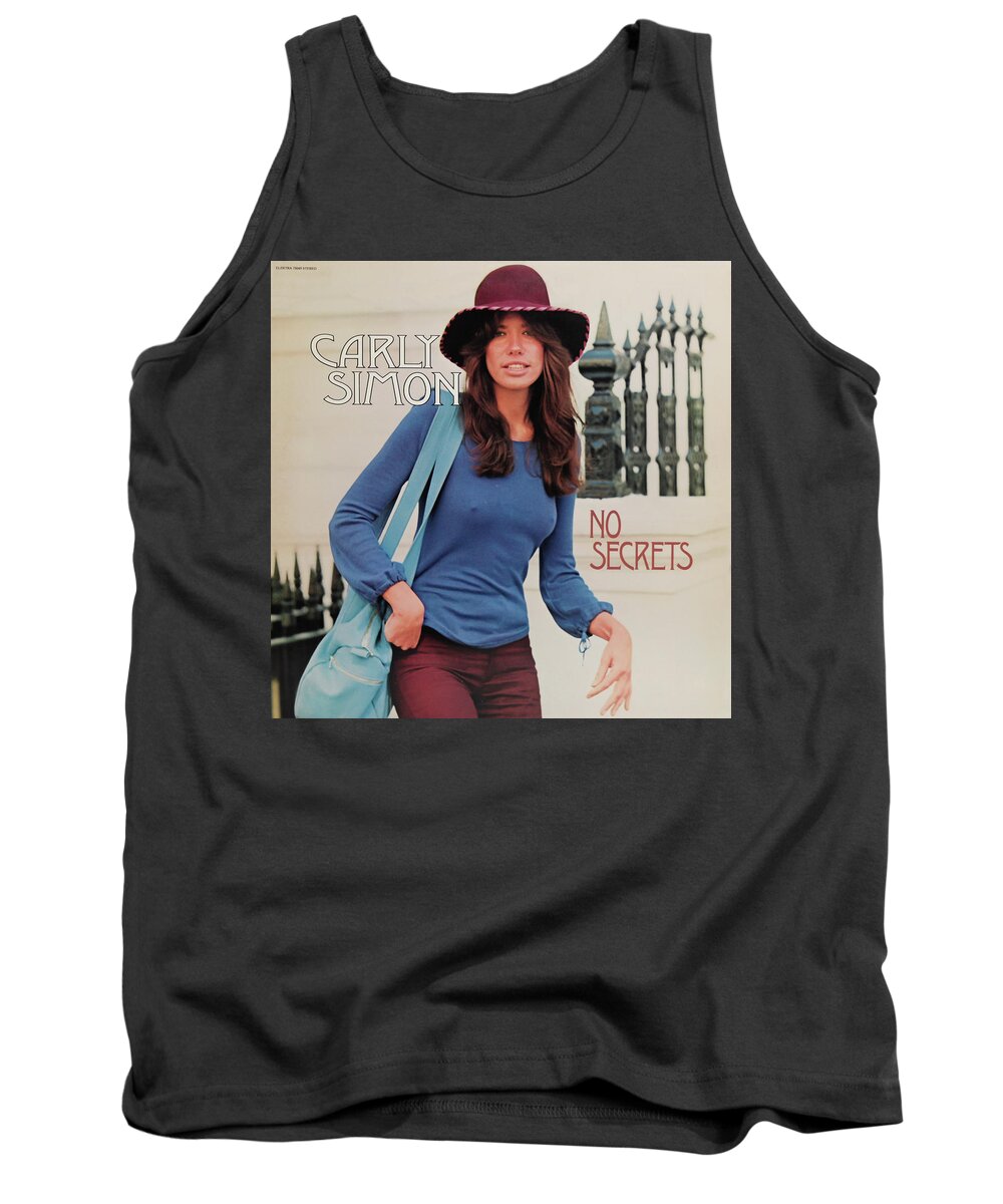Carly Simon Tank Top featuring the mixed media Carly Simon No Secrets by Robert VanDerWal