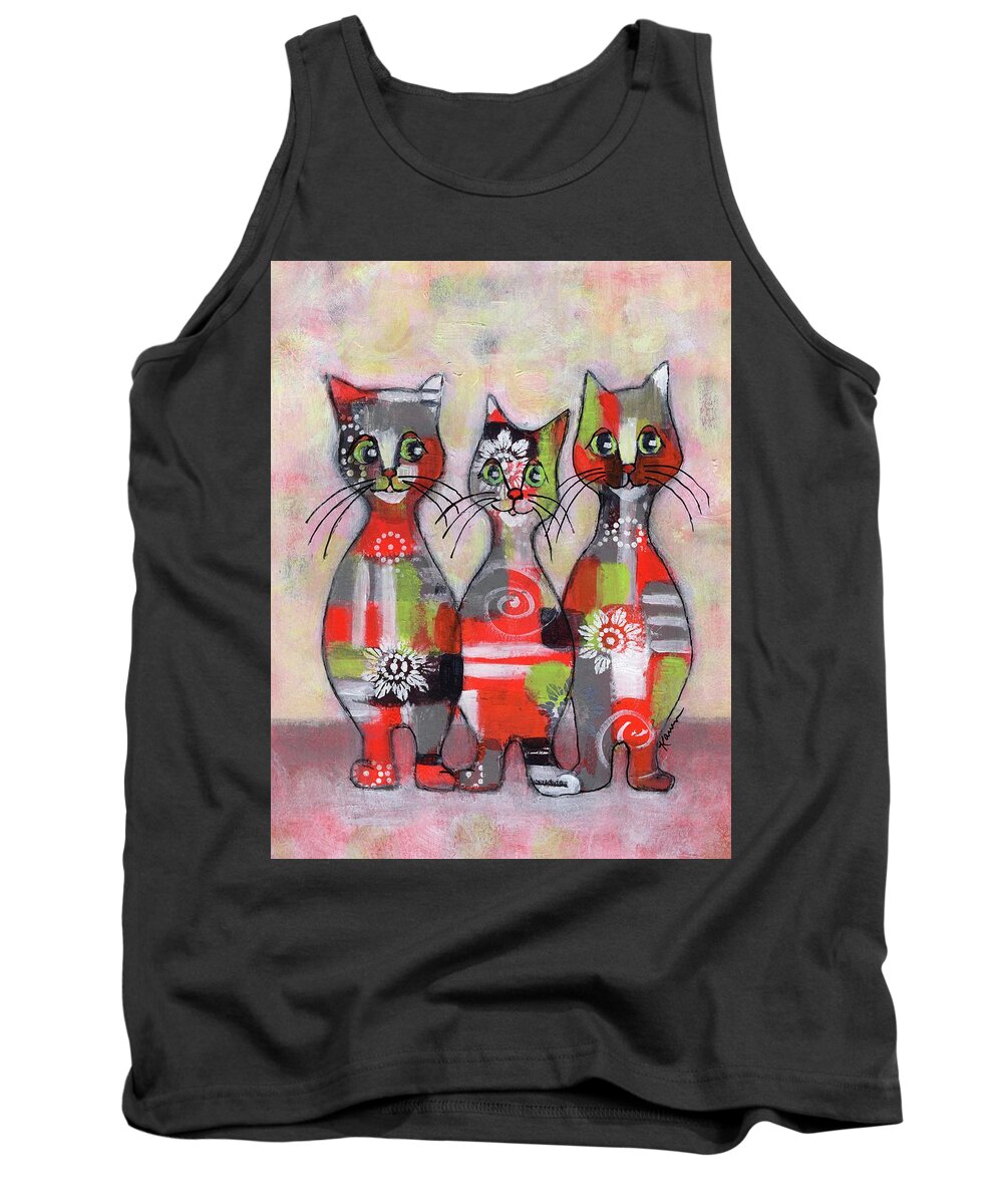 Cat Tank Top featuring the painting Cat Family Portrait 4 by Karren Case