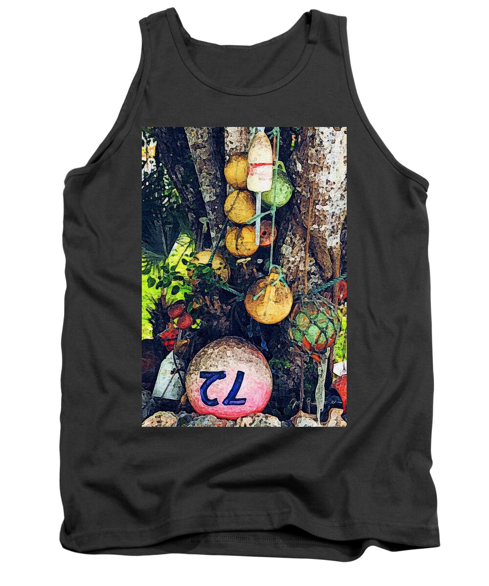 Brushstroke Tank Top featuring the photograph Channel Markers Hanging from a Tree by Jori Reijonen