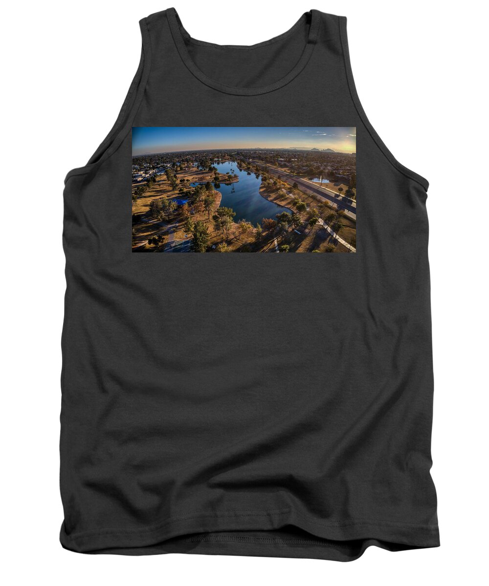 Aerial Shot Tank Top featuring the photograph Chaparral Lake by Anthony Giammarino