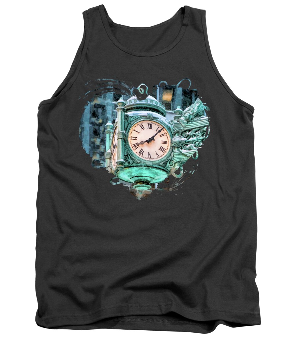Chicago Tank Top featuring the painting Chicago Marshall Field State Street Clock by Christopher Arndt