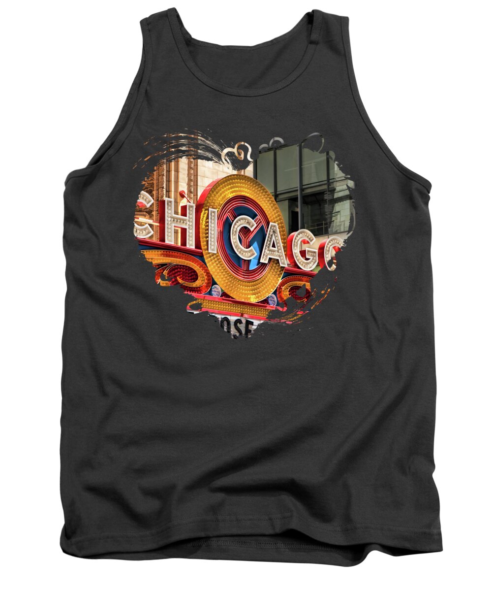 Chicago Tank Top featuring the painting Chicago Theatre Marquee by Christopher Arndt