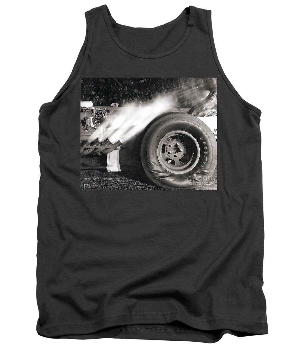 Vintage Tank Top featuring the photograph Close Up 1960s Dragster Flames From Exhaust by Retrographs