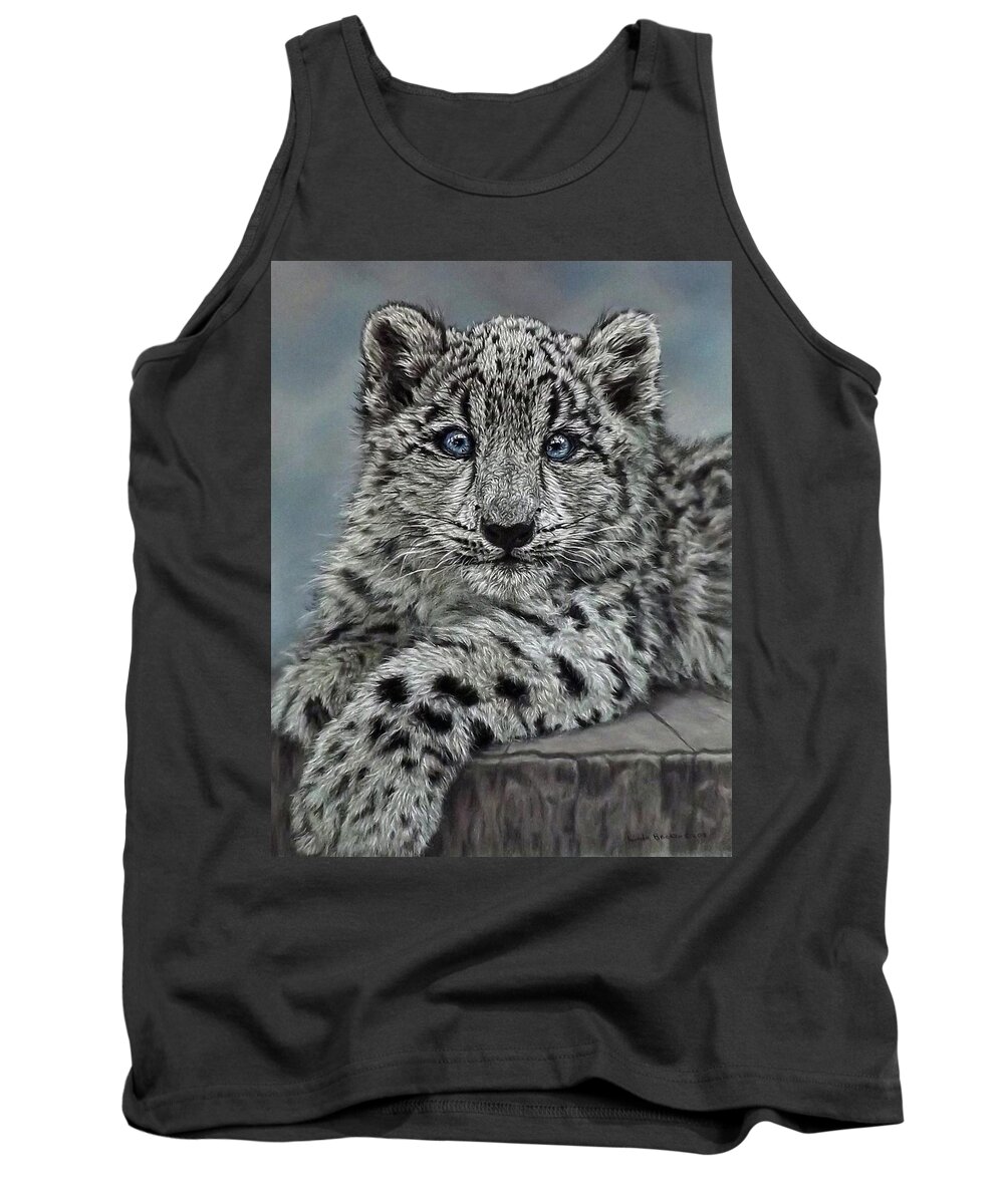 Snow Leopard Tank Top featuring the painting Coconut by Linda Becker