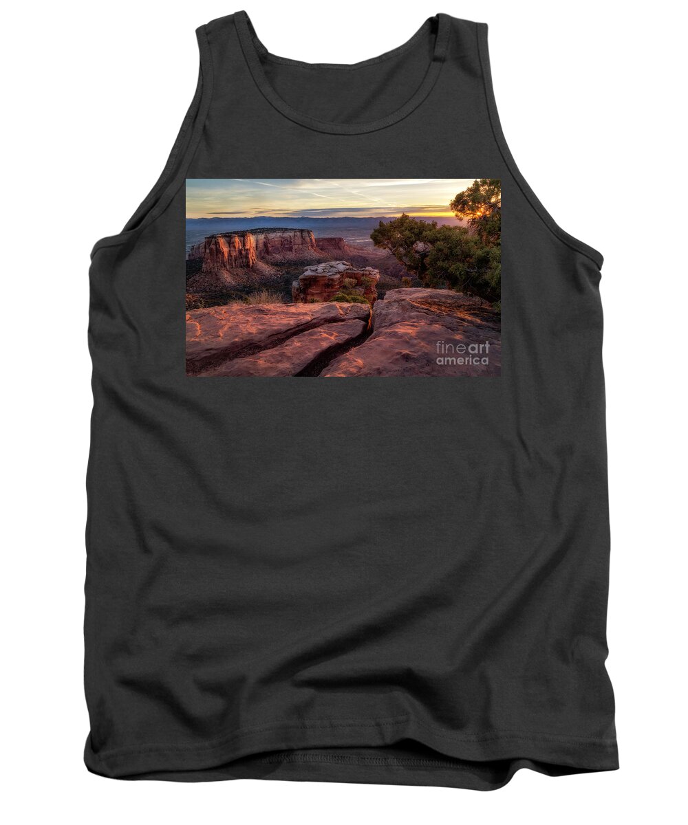 Colorado National Monument Tank Top featuring the photograph Colorado National Monument Overlook at Sunrise by Ronda Kimbrow