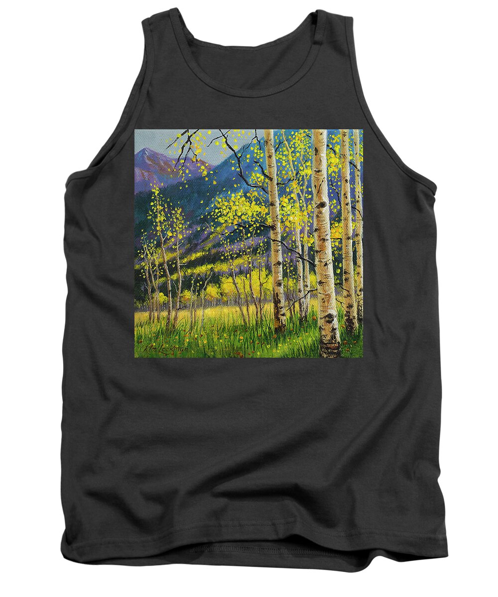 Miniature Art Tank Top featuring the painting Colorful Aspens by Kim Lockman