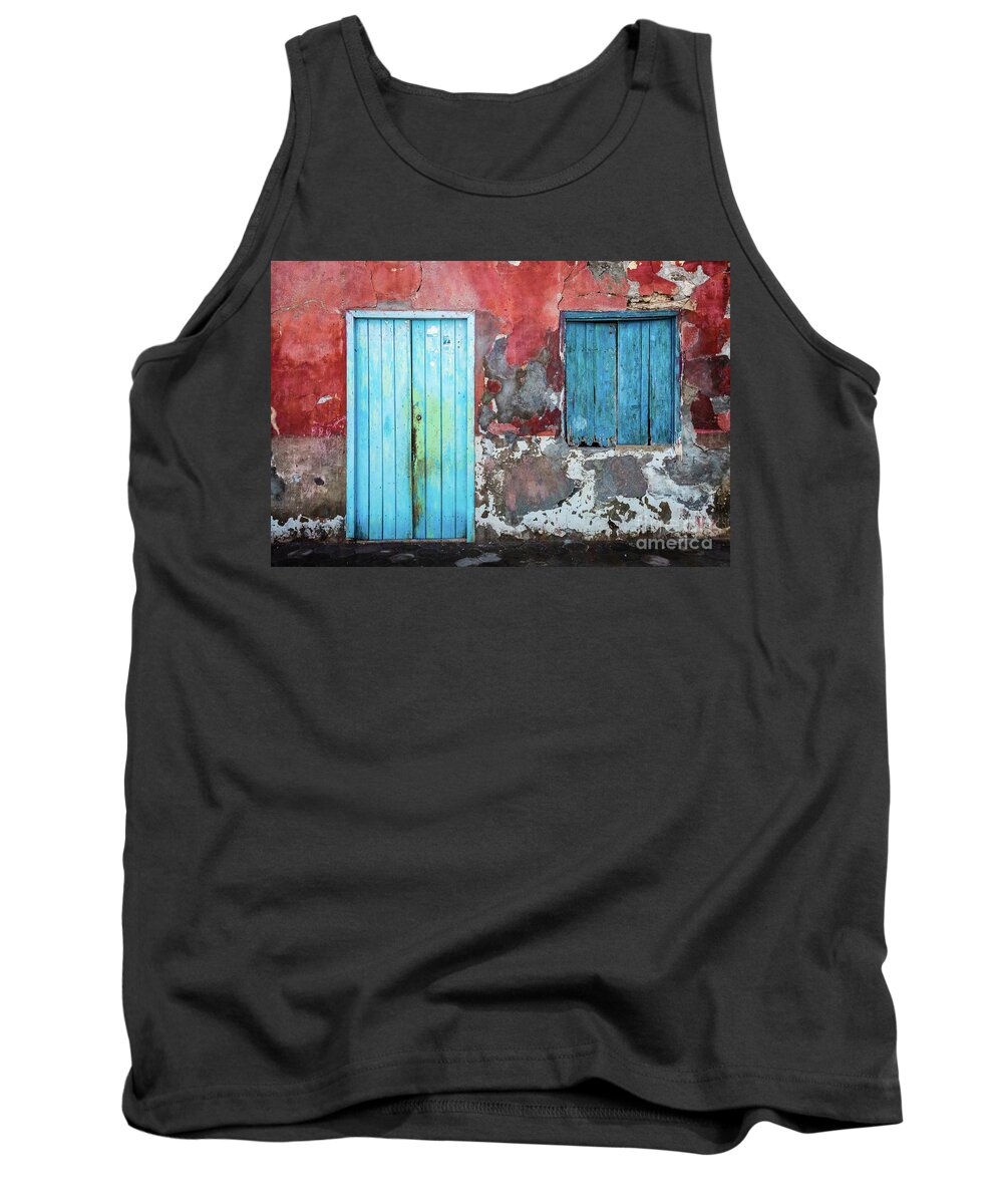 Wall Tank Top featuring the photograph Colorful wall, door and shutters by Lyl Dil Creations