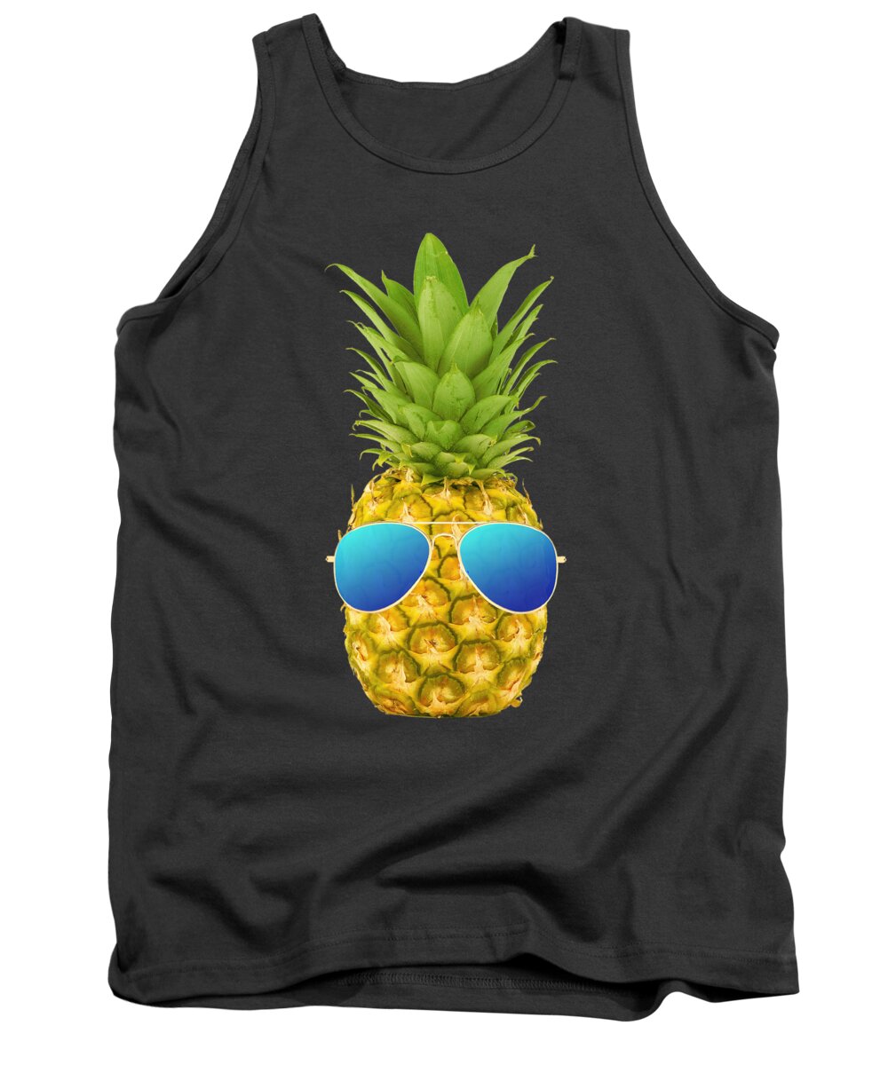 Pineapple Tank Top featuring the digital art Cool Pineapple by Megan Miller