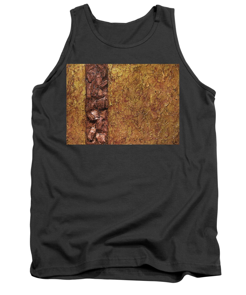 Gold Tank Top featuring the mixed media Copper and Gold #1 by Christopher Schranck