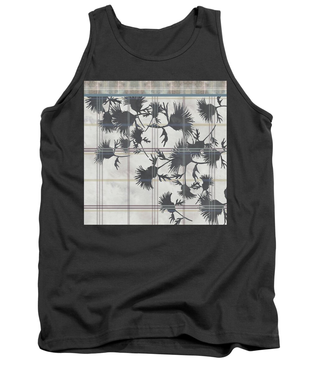 Plaid Tank Top featuring the digital art Cream Thistle Plaid Contrast Border by Sand And Chi