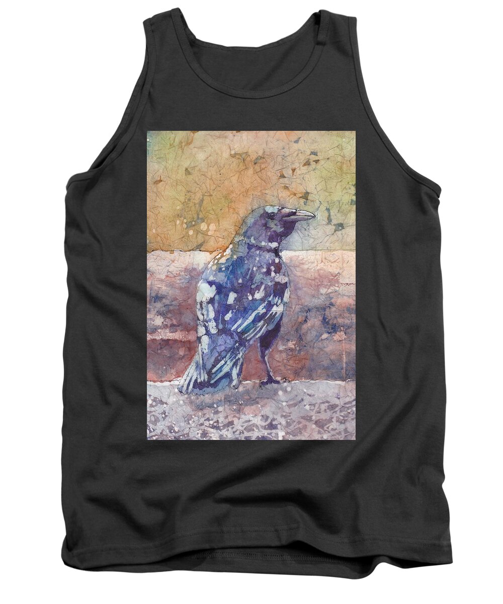 Batik Tank Top featuring the painting Crow by Ruth Kamenev