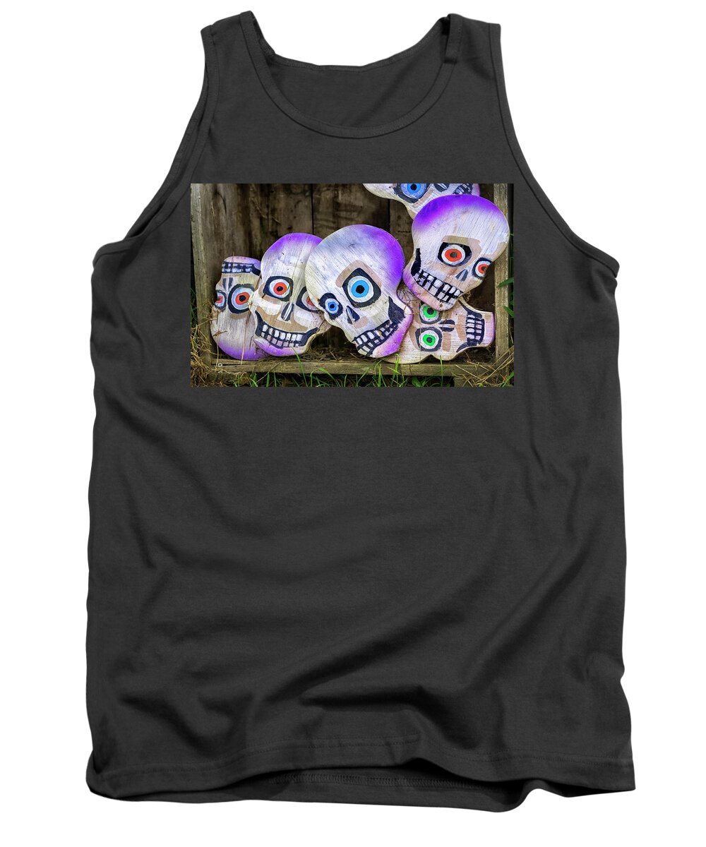 Mask Tank Top featuring the photograph Day of the Dead Decorations by Phil Cardamone