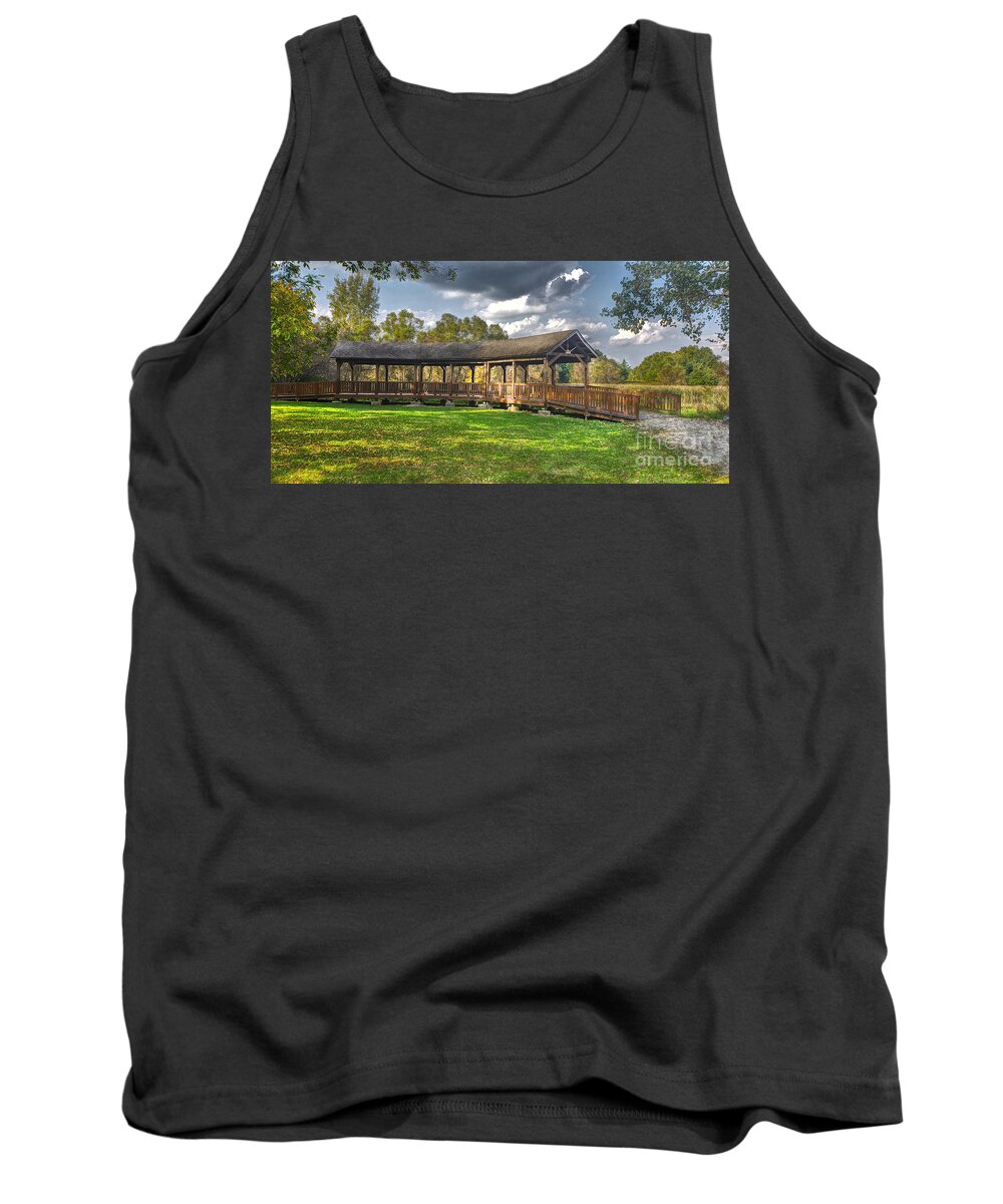 Nature Tank Top featuring the photograph Deck at Pickerington Ponds by Jeremy Lankford