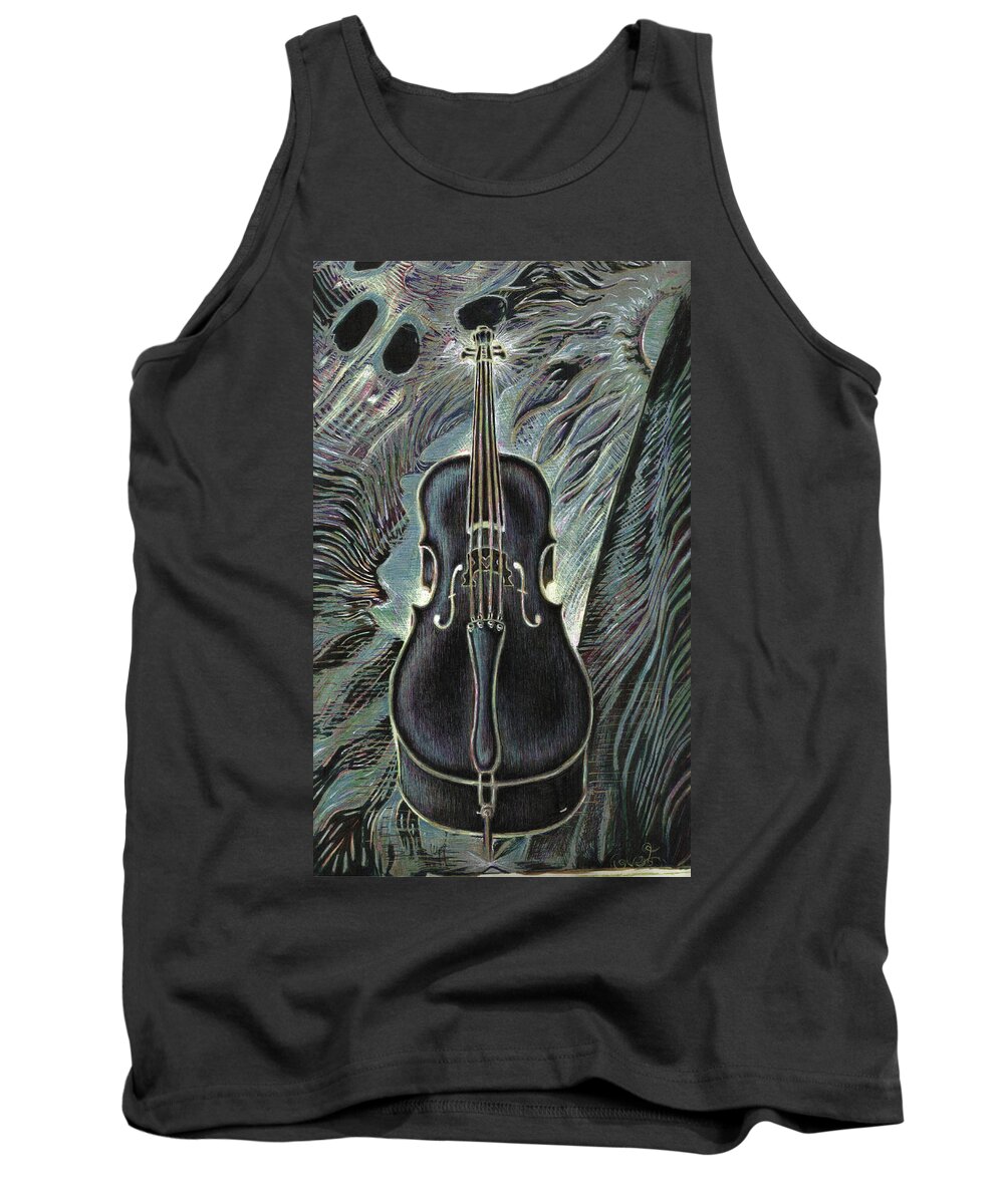 Cello Tank Top featuring the painting Deep Cello by Jeremy Robinson