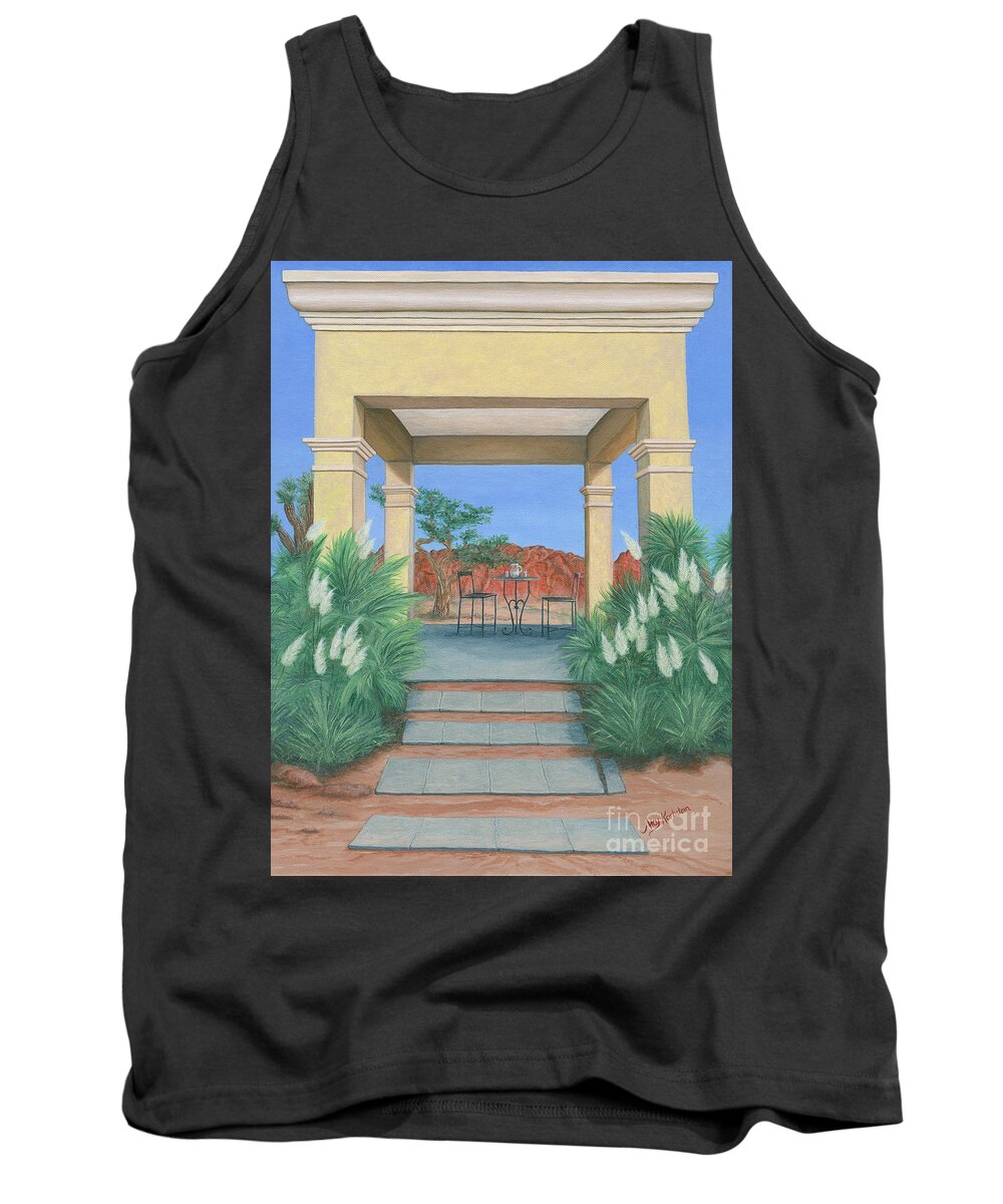 Desert Tank Top featuring the painting Desert Oasis by Aicy Karbstein