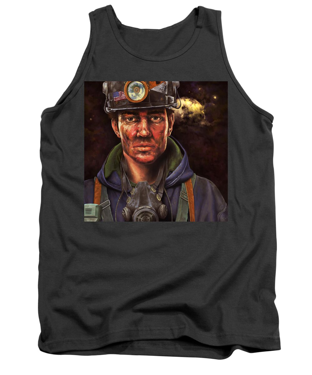 Coal Tank Top featuring the painting Down in a Hole by Hans Neuhart