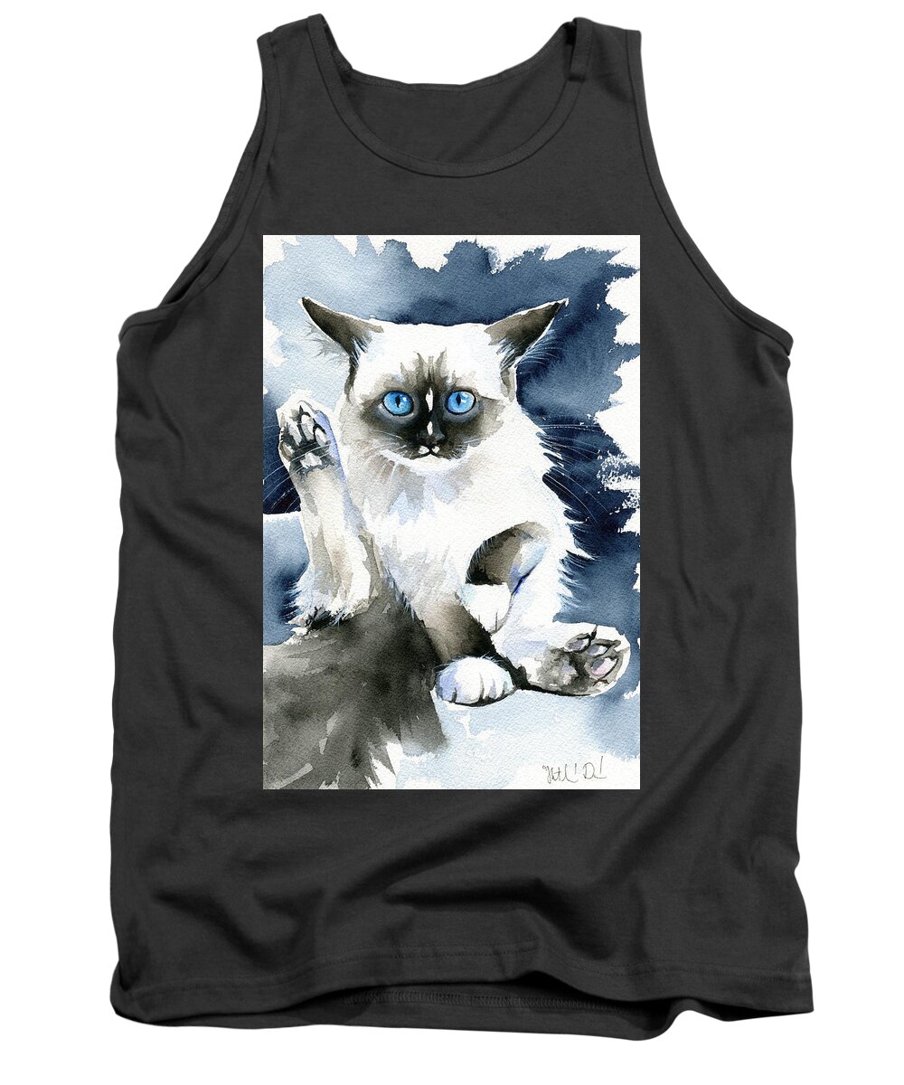 Cat Tank Top featuring the painting Excuse Me by Dora Hathazi Mendes