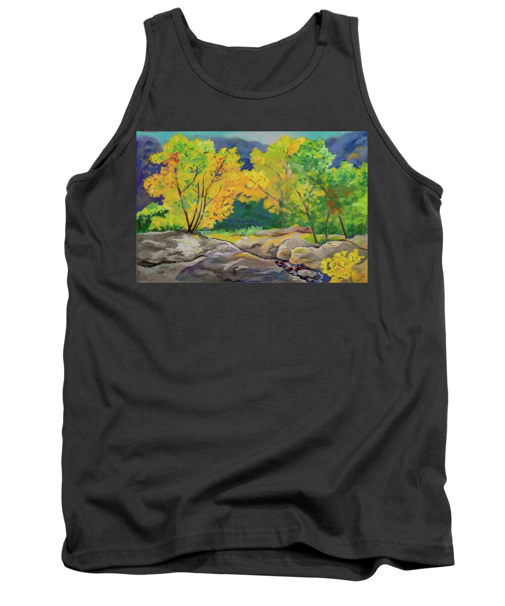 Fall Tank Top featuring the pastel Fall Trees in the West by Margaret Zabor