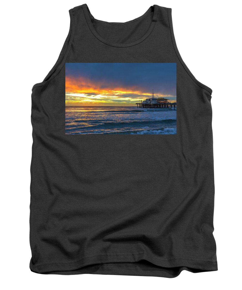 Santa Monica Pier Tank Top featuring the photograph Fire And Rain by Gene Parks