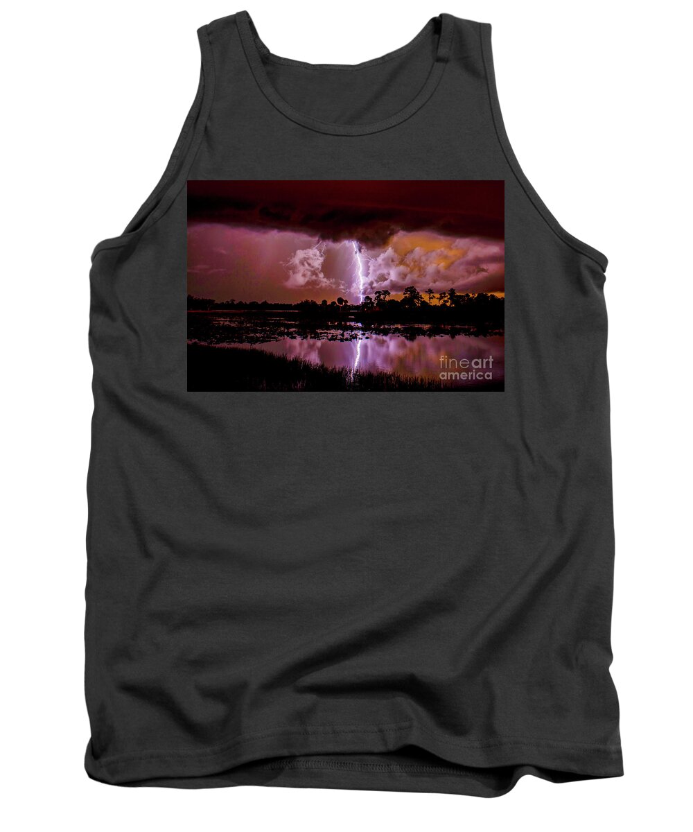 Lightning Tank Top featuring the photograph Fire in the Sky by Quinn Sedam