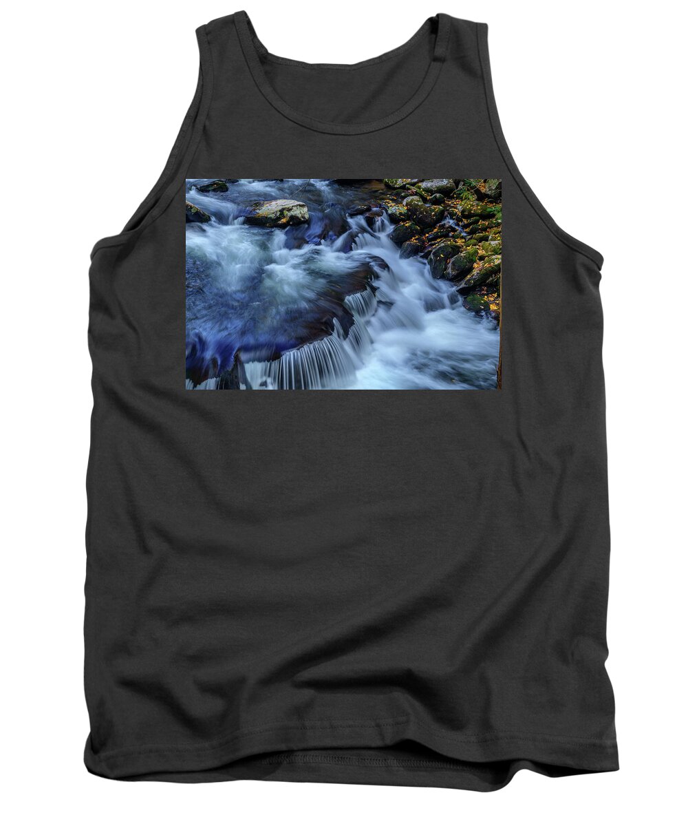Fall Colors And Waterfall Tank Top featuring the photograph Flat Rock Cascade by Johnny Boyd