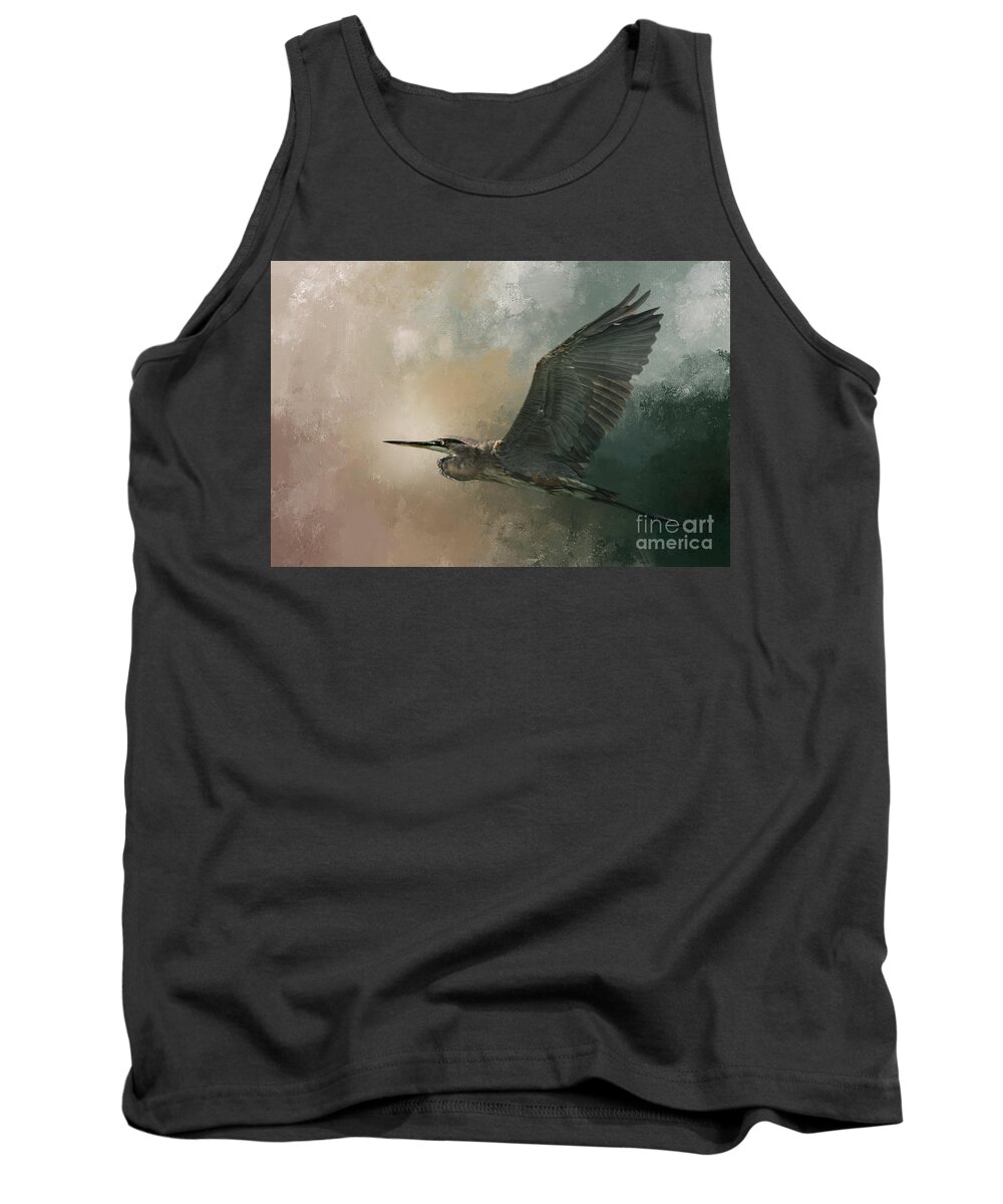 Bird Tank Top featuring the photograph Flight Of The Great Blue by Marvin Spates