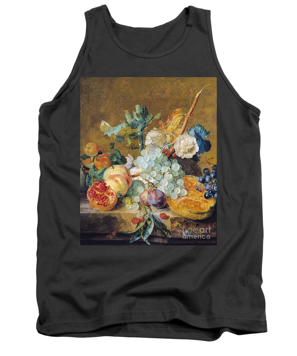 Pomegranate Tank Top featuring the painting Flowers And Fruit by Jan Van Huysum