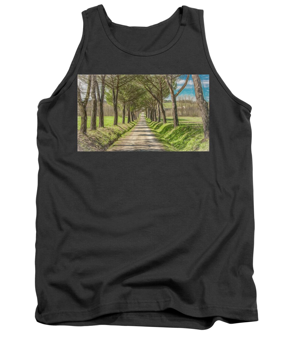 Tuscany Tank Top featuring the photograph Follow the Tuscan Road by Marcy Wielfaert