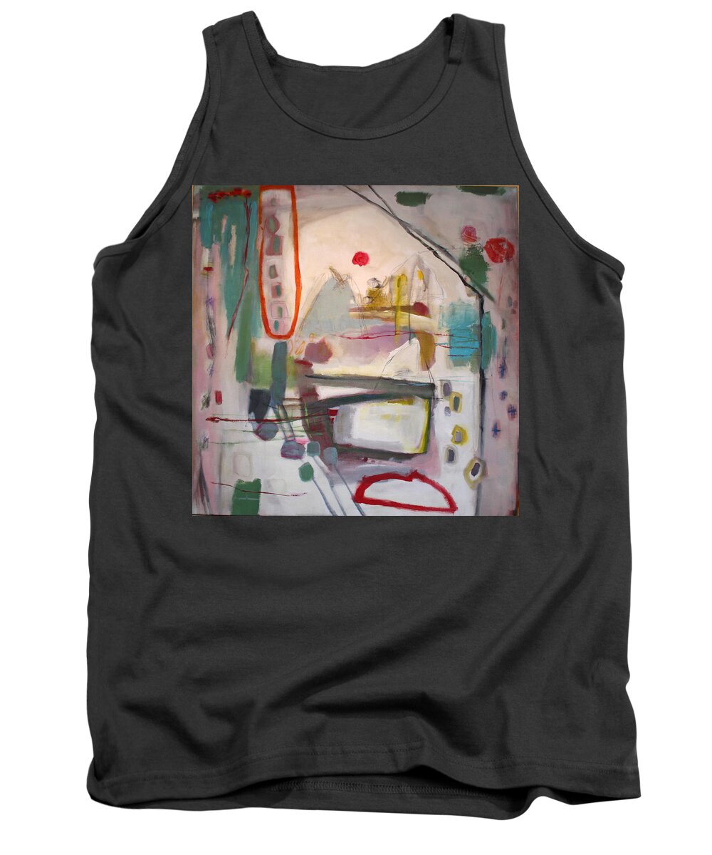 Abstract Tank Top featuring the painting Urban Footprints by Janet Zoya