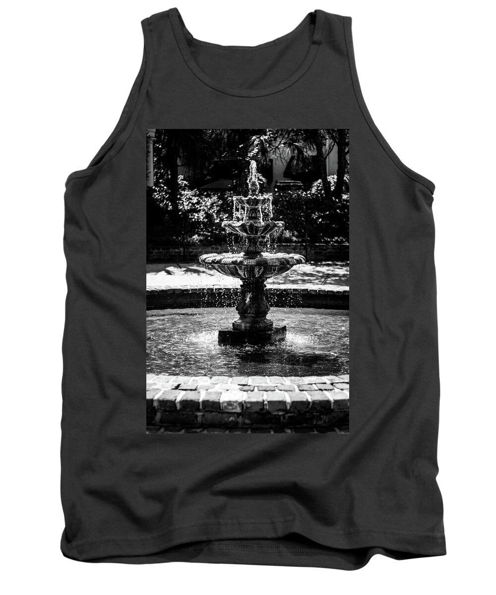 Water Tank Top featuring the photograph Fountain B W by Susie Weaver