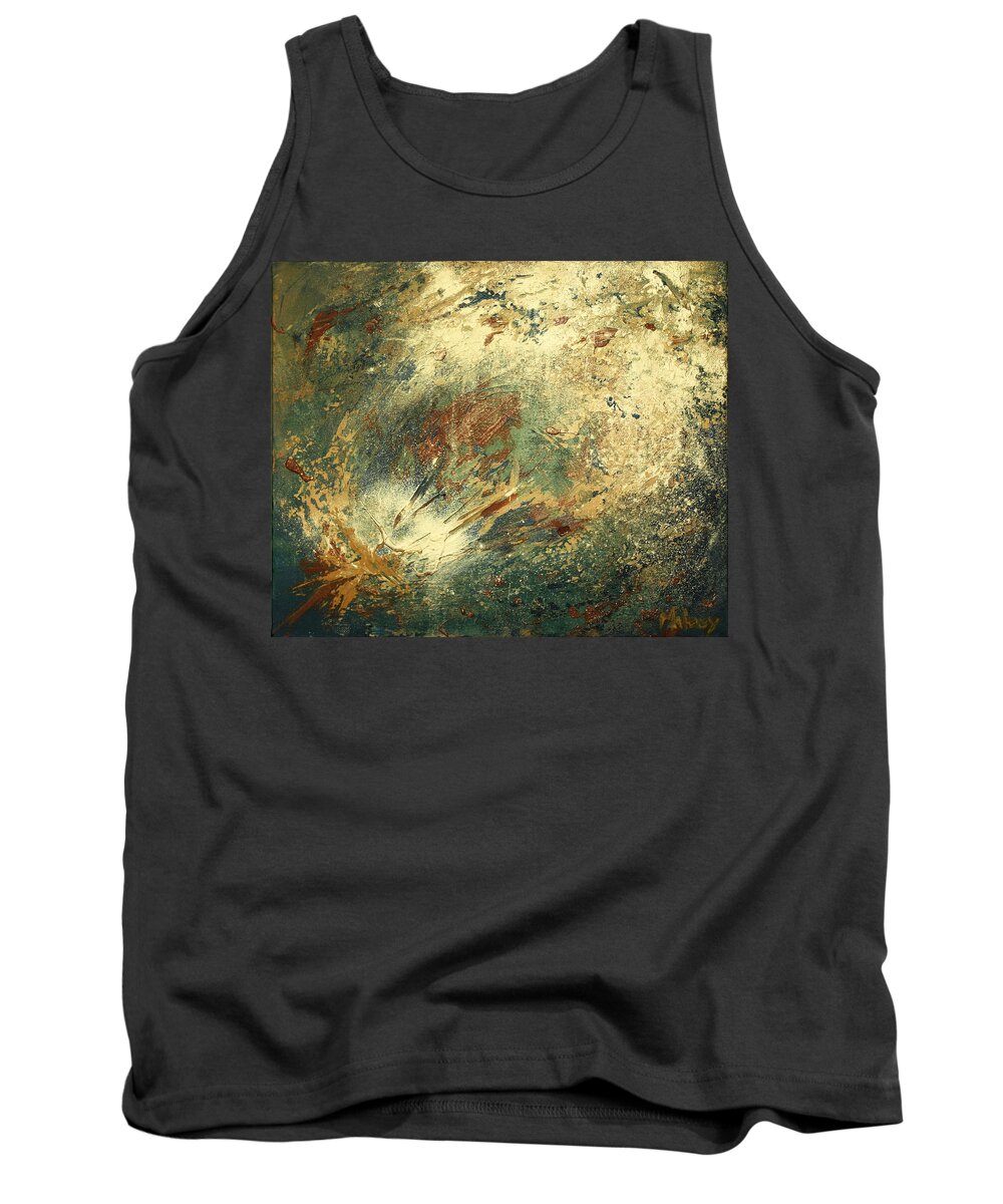 Gold Tank Top featuring the painting Gold mine by Christine Cloutier