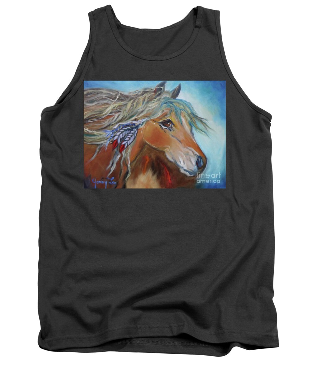 Equine Tank Top featuring the painting Golden Horse by Jenny Lee