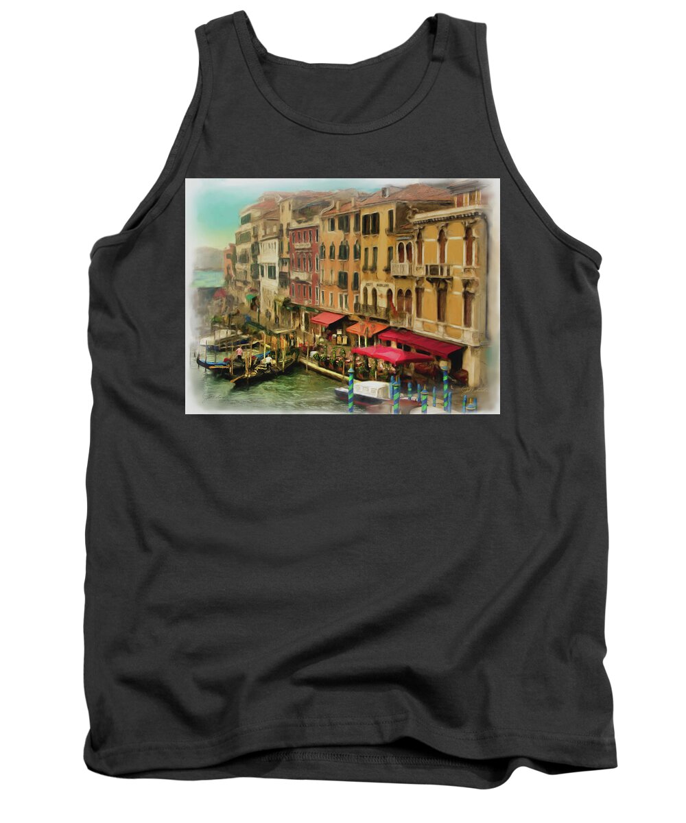 Gondola Tank Top featuring the painting Gondolas at Rialto Bridge by Joel Smith