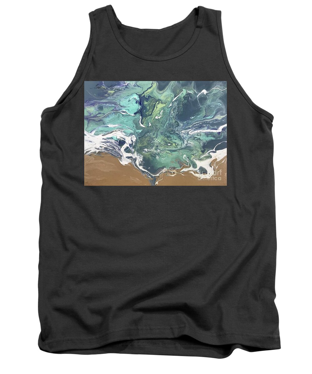 Shore Tank Top featuring the painting Grateful for the tide II by Monica Elena