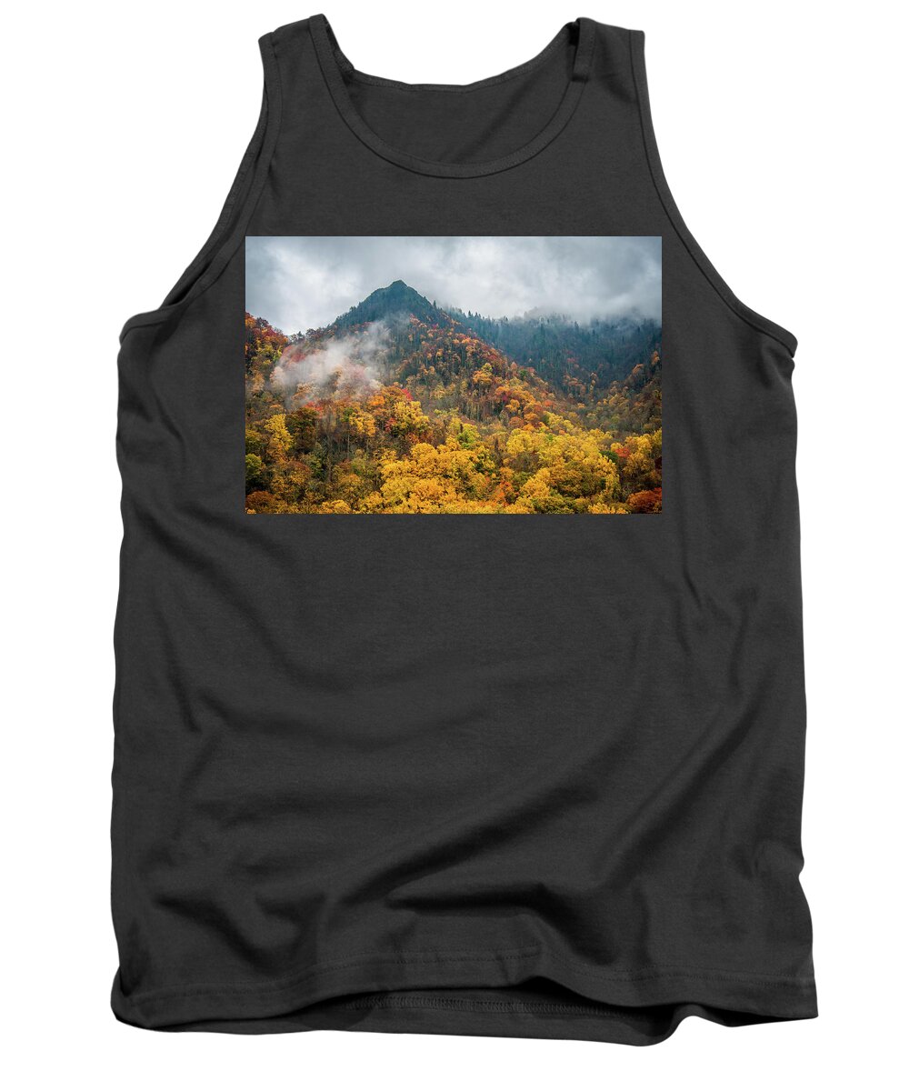 Fall Tank Top featuring the photograph Great Smoky Mountains National Park TN Chimney Tops Autumn by Robert Stephens