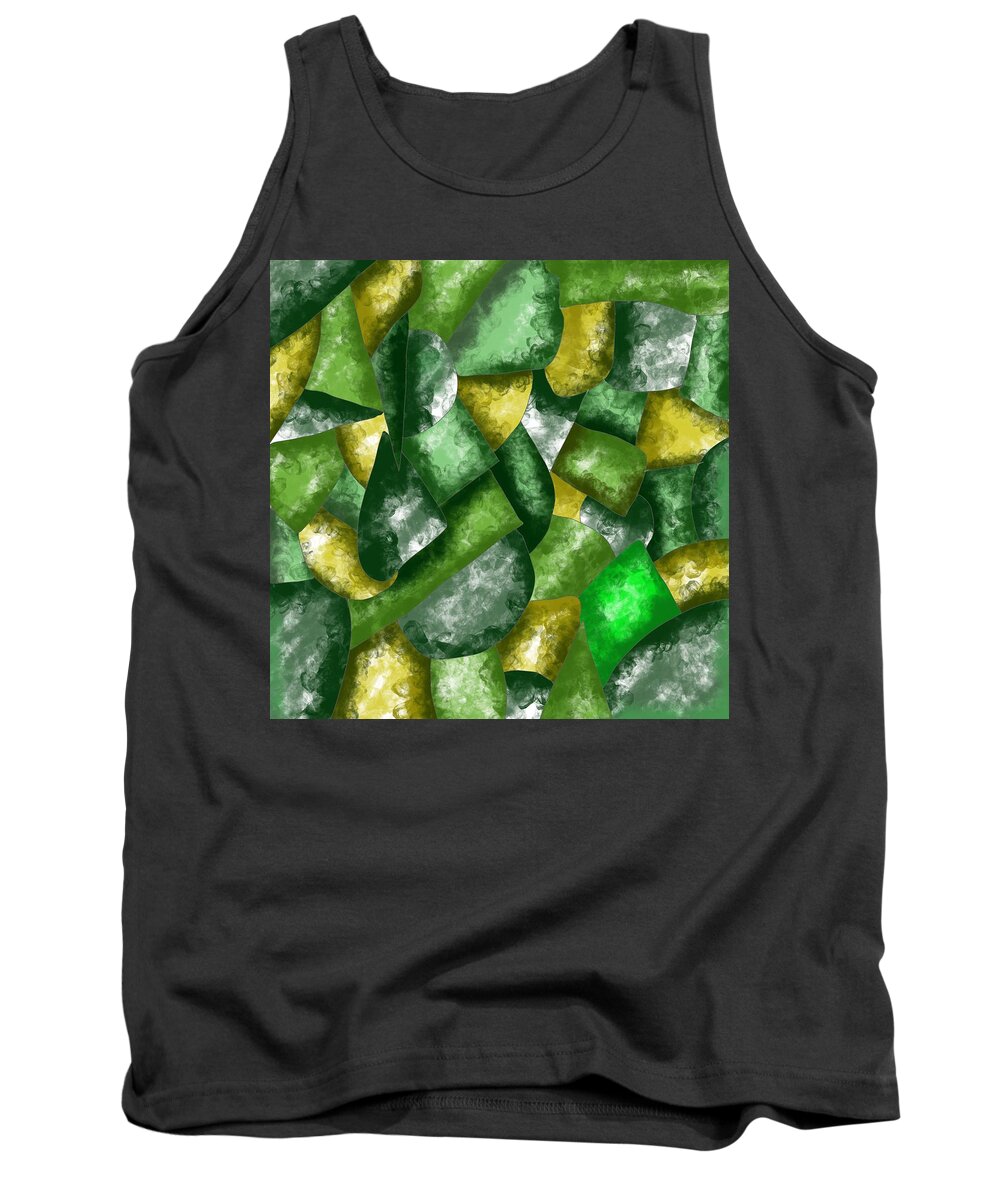 Green Tank Top featuring the painting Green abstraction by Patricia Piotrak