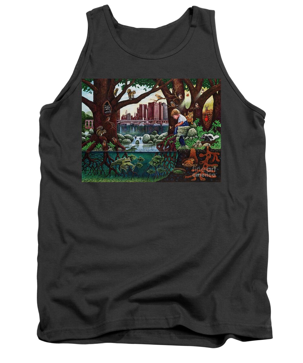 Fish Tank Top featuring the painting Happy Hollow by Michael Frank