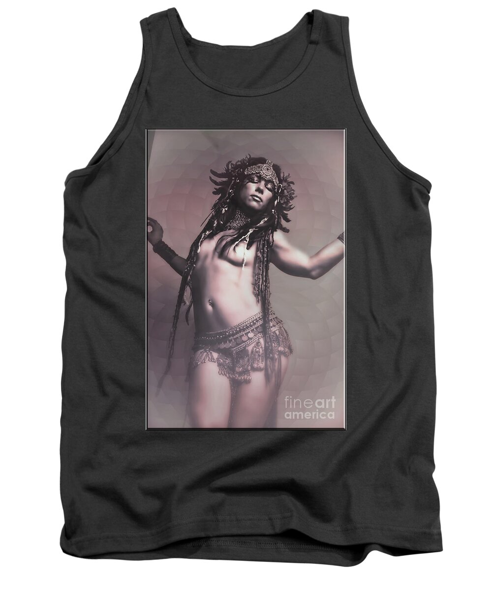 Dark Tank Top featuring the digital art Goddess In Motion by Recreating Creation