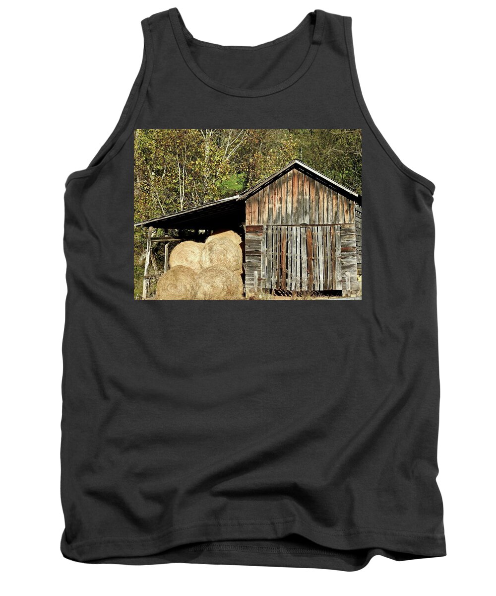 Hay Tank Top featuring the photograph Hay Storage Barn by Kathy Chism