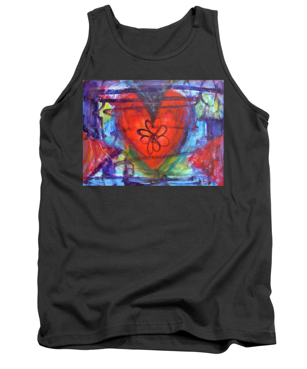 Heart Tank Top featuring the painting Heart and Soul Number one by Kerima Swain