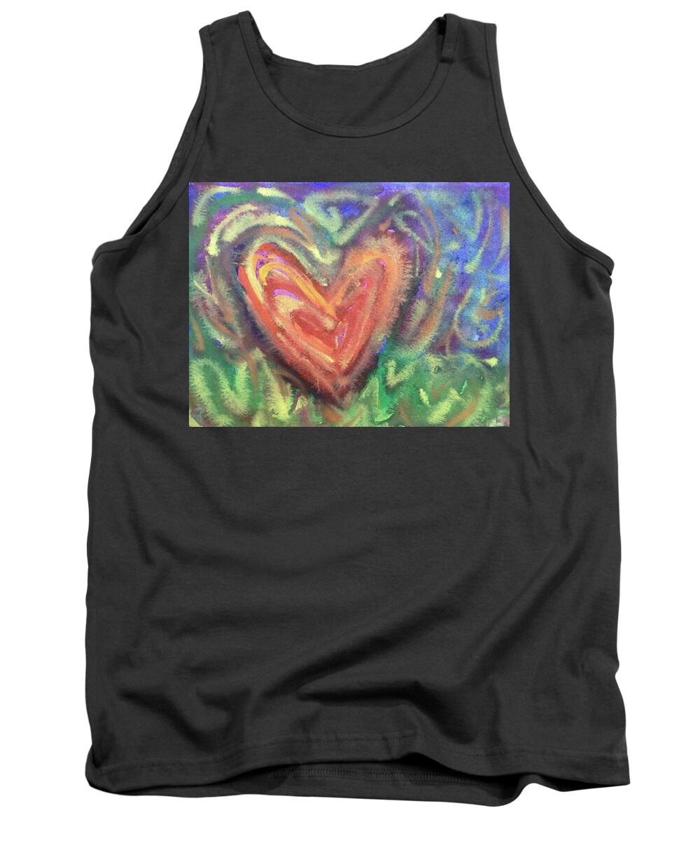 Heart Tank Top featuring the painting Heart in Motion by Kerima Swain
