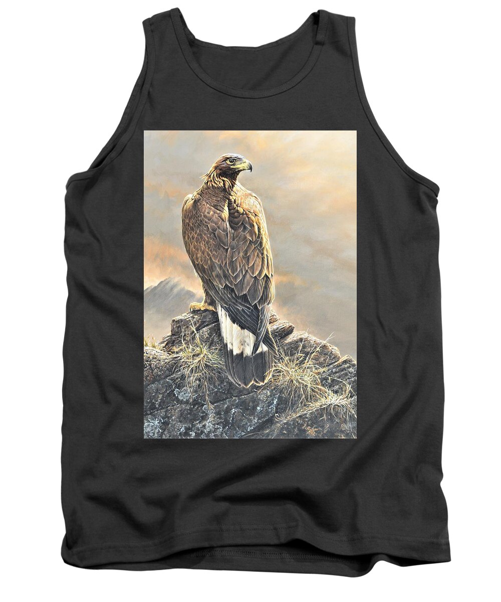 Paintings Tank Top featuring the painting Highlander - Golden Eagle by Alan M Hunt