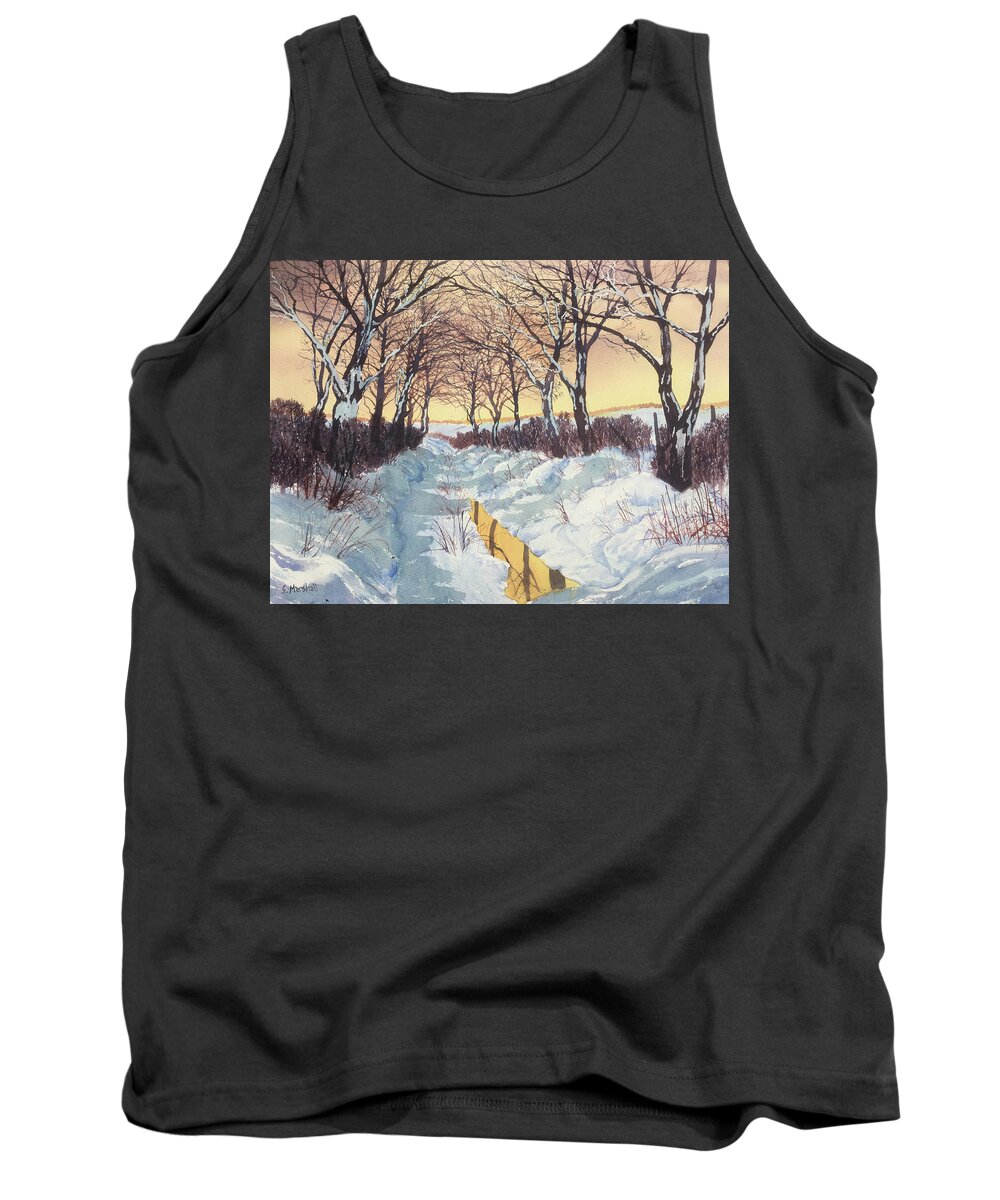 Glenn Marshall Tank Top featuring the painting Tunnel in Winter by Glenn Marshall