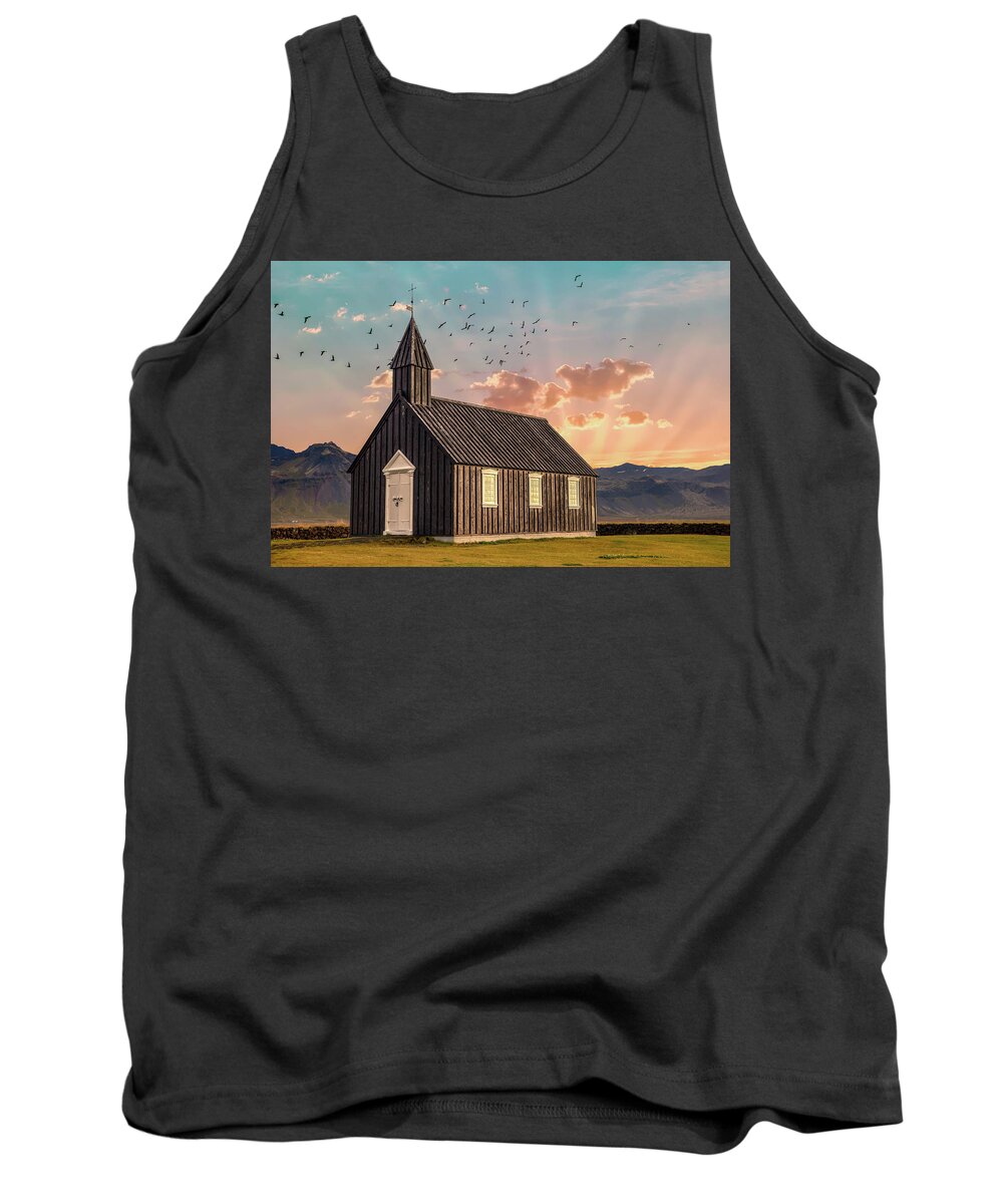 Iceland Tank Top featuring the photograph Iceland Chapel by David Letts